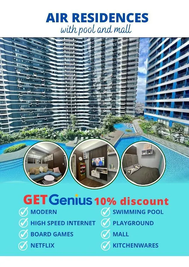 Apartment In Air Residences, Makati With Wifi, Netflix, Pool, Mall And More Manila